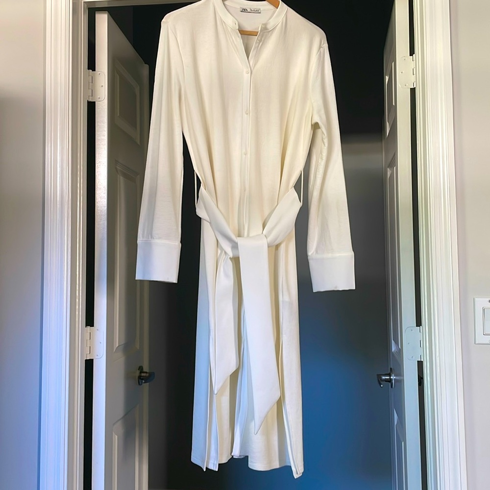 ZARA Crepe Belted Shirt Dress | Size L
